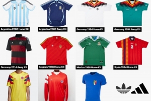 Adidas將推出多款經(jīng)典國家隊復刻球衣：阿根廷、德國、意大利在列