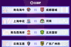 1/4決賽對(duì)陣：申花vs河南 海牛vs蓉城 西海岸vs國(guó)安 玉昆vs廣州豹
