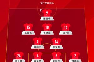 變陣4231！國足官方陣型：高天意、黃政宇雙后腰，巴頓右邊前衛(wèi)