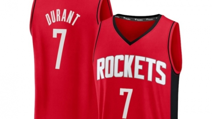 自7月7日以來Fanatics平臺NBA球衣銷量排行榜：杜蘭特火箭7號第一