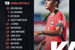 東亞杯-韓國(guó)女足vs中國(guó)臺(tái)北女足首發(fā)：池笑然領(lǐng)銜，凱西-費(fèi)爾出戰(zhàn)