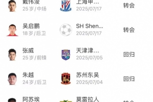申花夏窗匯總：引進(jìn)外援阿蘇埃，崔麟、戴偉浚補(bǔ)報(bào)名